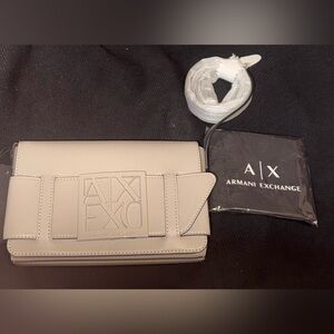 Armani Exchange Gray Clutch Embossed Textured Design